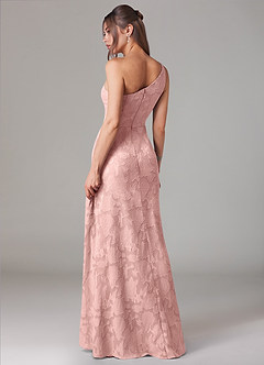 Azazie Ellianna Jurken voor bruidsmeisjes Jurk van Bloemen Burn-out met A-lijn One-shoulder Poederroze image4