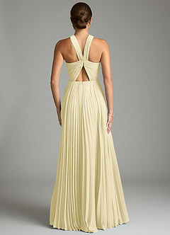 Azazie Afra Bridesmaid Dresses Lemon Sorbet A-Line Pleated Chiffon Dress image2