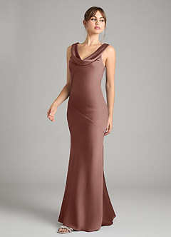 Azazie Rylina Bridesmaid Dresses Espresso Mermaid Stretch Satin Dress image4