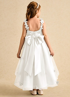 Azazie Tweety Flower Girl Dresses Ivory A-Line Lace Tulle Dress image2