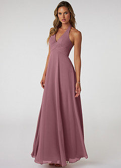 Azazie Tessie Bridesmaid Dresses Amethyst A-Line V-Neck Pleated Chiffon Dress image3