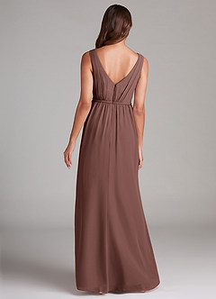 Azazie Tanicia Bridesmaid Dresses Espresso A-Line Pleated Chiffon Dress image7