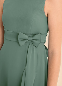 Azazie Lilenne Junior Eucalyptus A-Line Bow Chiffon Dress image6