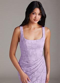 Azazie Mero Bridesmaid Dresses Lilac Sheath Pleated Floral Burnout Dress image6