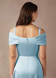 Azazie Amelia Mother of the Bride Dresses Sky Blue A-Line Off the Shoulder Stretch Satin Dress image7