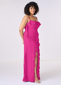 Barbie ♥ Azazie Bridesmaid Dresses Barbie Pink Sheath Bow Chiffon Dress image8