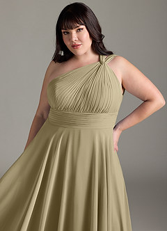 Azazie Charlize Bridesmaid Dresses Moss Green A-Line One Shoulder Chiffon Dress image12