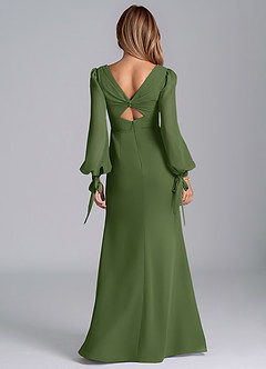 Azazie Leigh Bridesmaid Dresses Olive Mermaid Long Sleeve Chiffon Dress image3