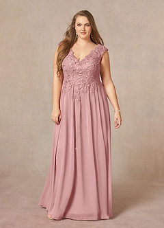 Azazie Amethyst Mother of the Bride Dresses Dusty Rose A-Line V-Neck Sequins Chiffon Dress image13