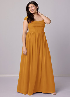 Barbie ♥ Azazie Bridesmaid Dresses Butterscotch A-Line Corset Chiffon Dress image11