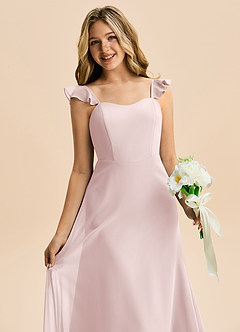 Azazie Mavie Junior Linia A Marszczony Szyfon Długość podłogi Młodsza druhna Sukienka image5