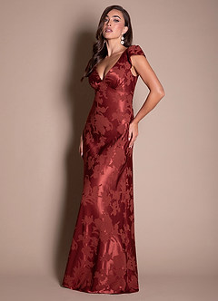 Lenice Rojo Caoba Vestido largo image7