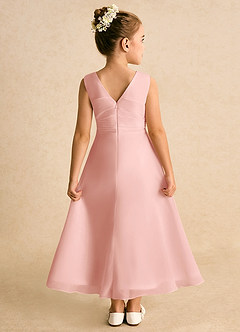 Azazie Edelweiss Robe Demoiselle D'honneur Fillette Robe Trapèze en Mousseline de soie Plissée Rosette image2