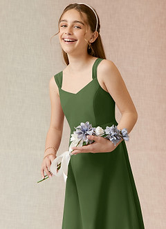 Azazie Denice Junior Olive A-Line Chiffon Dress image6