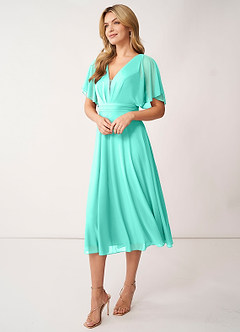Azazie Tinsley Brautjungfernkleider A-Linie Plissee Gittergewebe Kleid Spa image11