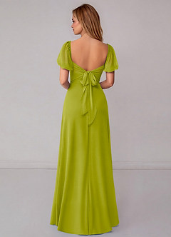 Azazie Fatima Bridesmaid Dresses Lemongrass A-Line with Pockets Chiffon Dress image5