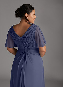 Azazie Emmeline Mother of the Bride Dresses Stormy A-Line V-Neck Pleated Mesh Dress image5