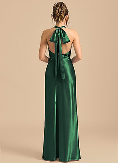 Azazie Velli Brudtärnklänningar Klä av Tubklänning i Metallisk satin Hög hals Mörkgrön image5