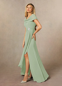 Azazie Mary Mother of the Bride Dresses Dusty Sage A-Line Side Slit Chiffon Dress image2