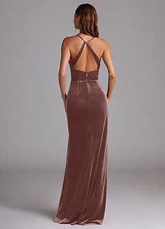 Azazie Becca Bridesmaid Dresses Espresso Sheath Velvet Dress image6
