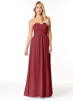 Azazie Yazmin Bridesmaid Dresses Pomegranate A-Line Sweetheart Neckline Chiffon Convertible Dress image4