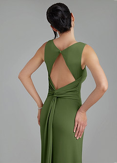 Azazie Ariel Bridesmaid Dresses Olive Mermaid Square Neckline Premium Stretch Jersey Dress image9