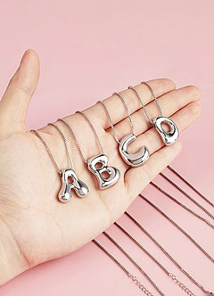 front Bubble Letter Pendant Necklace