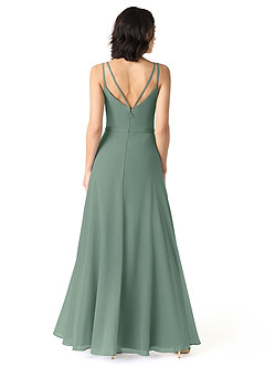 Azazie Janine Bridesmaid Dresses Eucalyptus A-Line V-Neck Chiffon Dress image4