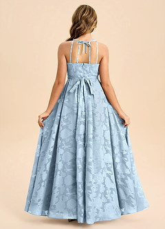 Azazie Arianthe Junior A라인 주름진 플로럴 번아웃 플로어 길이 주니어 신부 들러리 드레스 image1