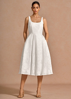 Adelie White A-line Midi Dress image4