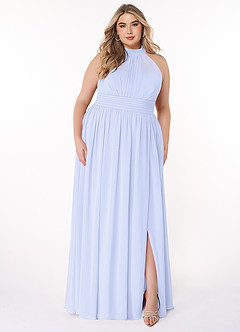 Azazie Iman Robes de demoiselle d'honneur Robe Trapèze en Mousseline de soie Ligne A froncée Lavande image8