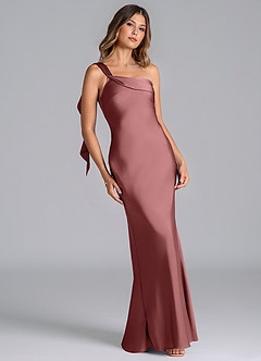 Azazie Driea Brudtärnklänningar Klä av Sjöjungfru i Stretch Satin Ena axeln Ametist image1