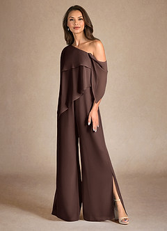 Azazie Halima Moeder van de bruid jurken Broekpak Jurk van Chiffon Zijsplit Ganache image6