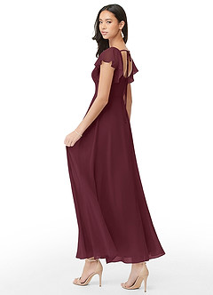 Azazie Bondi Bridesmaid Dresses Cabernet A-Line Ruched Chiffon Dress image4