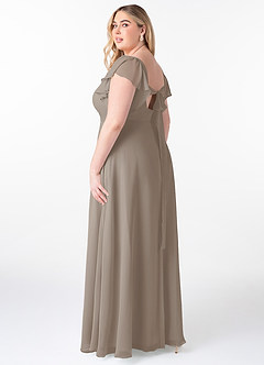 Azazie Syenna Bridesmaid Dresses Taupe A-Line Ruched Chiffon Dress image9