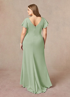 Azazie Peppermint Mother of the Bride Dresses Dusty Sage Mermaid Scoop Ruched Stretch Crepe Dress image7