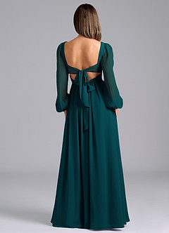 Azazie Teri Bridesmaid Dresses Pine A-Line Long Sleeve Chiffon Dress image2