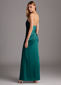 Azazie Lexie Bridesmaid Dresses Peacock Sheath Strapless Stretch Satin Convertible Dress image5