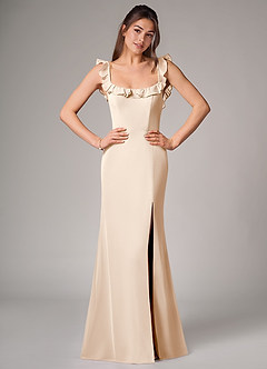 Azazie Callie Bridesmaid Dresses White Alabaster Mermaid Side Slit Chiffon Convertible Dress image1