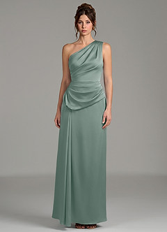 Azazie Zahira Brudtärnklänningar Klänning av Tubklänning i Stretch Satin One-shoulder Silversalvia image3