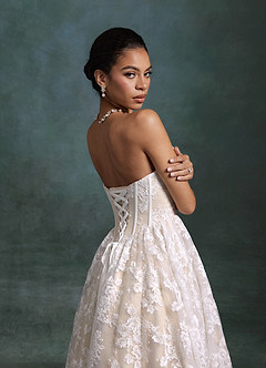 Azazie Brooklyn Wedding Dresses Diamond White Champagne Ball-Gown Strapless Lace Dress image7