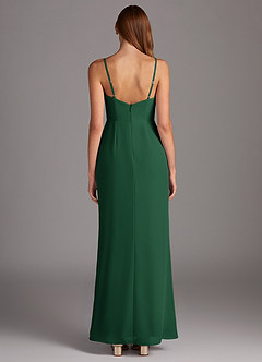 Azazie Tayla Final Sale Dark Green Sheath Chiffon Dress image4