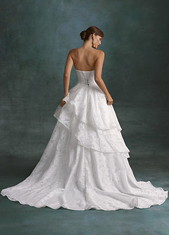 Azazie Cally Wedding Dresses Diamond White Ball-Gown Strapless Floral Burnout Dress image2