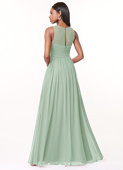 Azazie Nina Brautjungfernkleider A-Linie Plissee Chiffon Kleid Agave image2