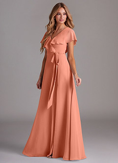 Azazie Lainey Bridesmaid Dresses Sunset A-Line with Pockets Chiffon Dress image5