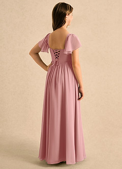 Azazie Patsy Girls Formal vestidos de niña de las flores Vestido Rosa Polvorienta de Gasa de Corte en A con Escote corazón image6