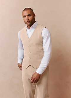 front Savile Tan Wool Blend Suit Vest