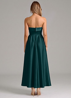 Azazie Lucienne Bridesmaid Dresses Pine A-Line Pleated Stretch Satin Dress image6