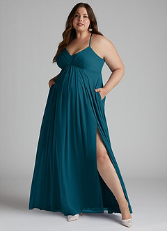 Azazie Annabelle Abiti da damigella d'onore premaman Abito A-Line con Scollo a V a Pieghe Maglia Floor-Length image9