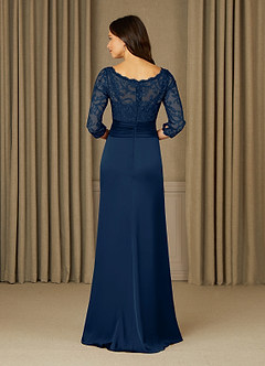 Azazie Stefani Mother of the Bride Dresses Dark Navy Mermaid Lace Dress image2